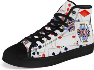 Poker High Top Canvas Shoes Playing Cards High Top Sneakers Lace Up Casual Shoes Gifts for Men Women