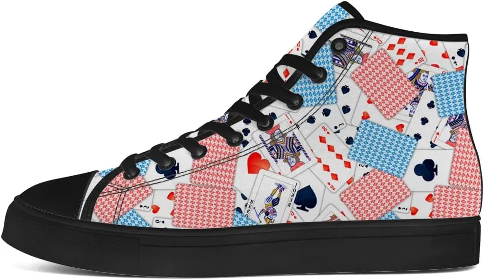 Poker High Top Canvas Shoes Playing Cards High Top Sneakers Lace Up Casual Shoes Gifts for Men Women