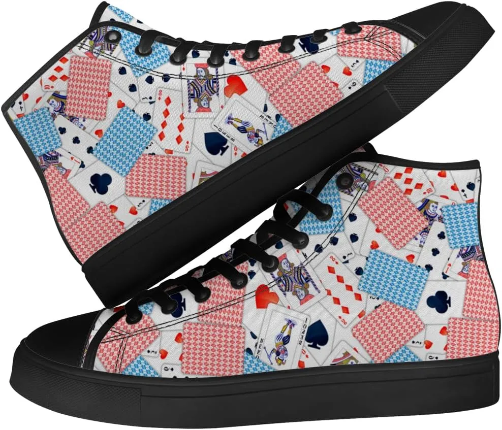 Poker High Top Canvas Shoes Playing Cards High Top Sneakers Lace Up Casual Shoes Gifts for Men Women