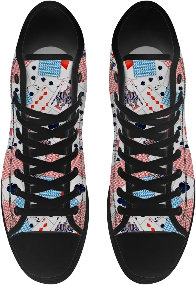 Poker High Top Canvas Shoes Playing Cards High Top Sneakers Lace Up Casual Shoes Gifts for Men Women