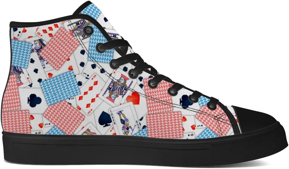 Poker High Top Canvas Shoes Playing Cards High Top Sneakers Lace Up Casual Shoes Gifts for Men Women
