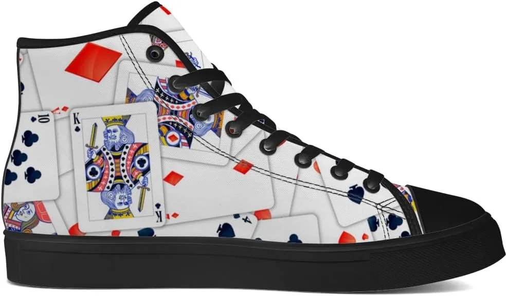 Poker High Top Canvas Shoes Playing Cards High Top Sneakers Lace Up Casual Shoes Gifts for Men Women