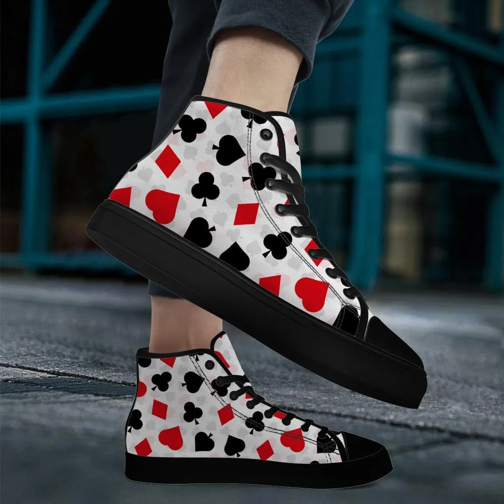 Poker High Top Canvas Shoes Playing Cards High Top Sneakers Lace Up Casual Shoes Gifts for Men Women