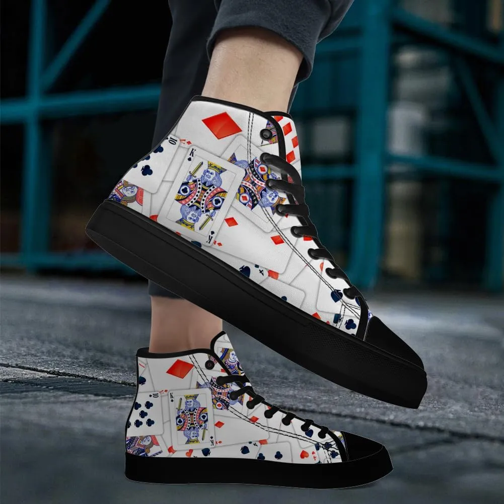 Poker High Top Canvas Shoes Playing Cards High Top Sneakers Lace Up Casual Shoes Gifts for Men Women