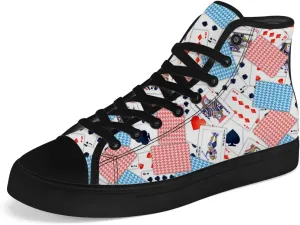 Poker High Top Canvas Shoes Playing Cards High Top Sneakers Lace Up Casual Shoes Gifts for Men Women