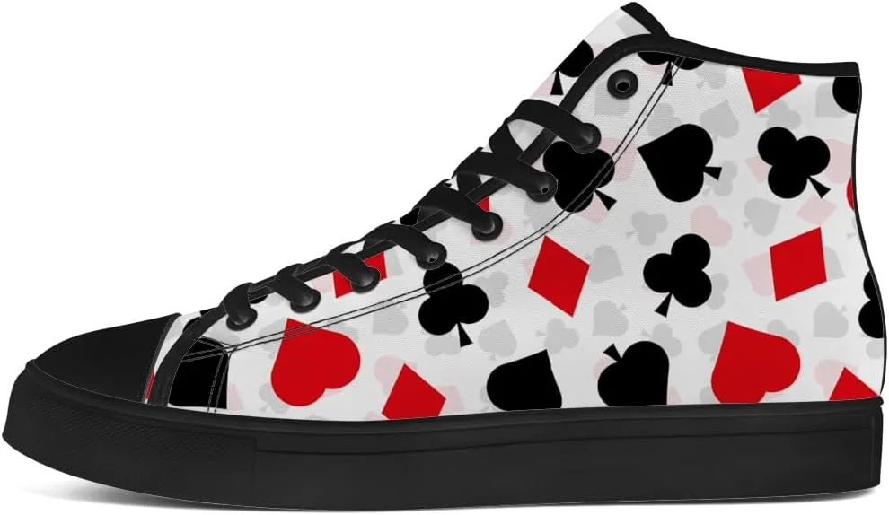 Poker High Top Canvas Shoes Playing Cards High Top Sneakers Lace Up Casual Shoes Gifts for Men Women