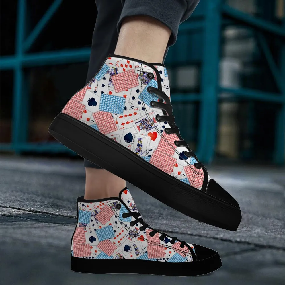 Poker High Top Canvas Shoes Playing Cards High Top Sneakers Lace Up Casual Shoes Gifts for Men Women