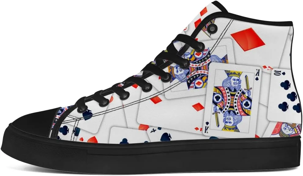 Poker High Top Canvas Shoes Playing Cards High Top Sneakers Lace Up Casual Shoes Gifts for Men Women