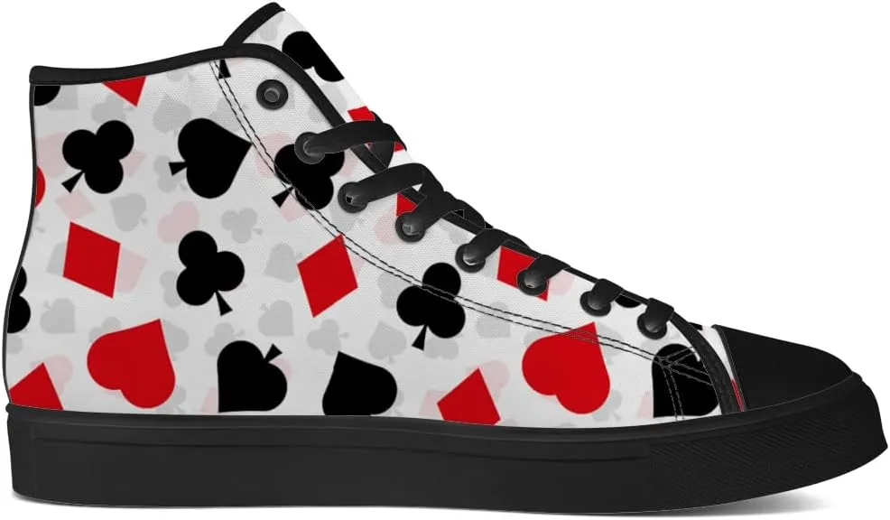 Poker High Top Canvas Shoes Playing Cards High Top Sneakers Lace Up Casual Shoes Gifts for Men Women
