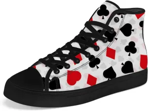 Poker High Top Canvas Shoes Playing Cards High Top Sneakers Lace Up Casual Shoes Gifts for Men Women
