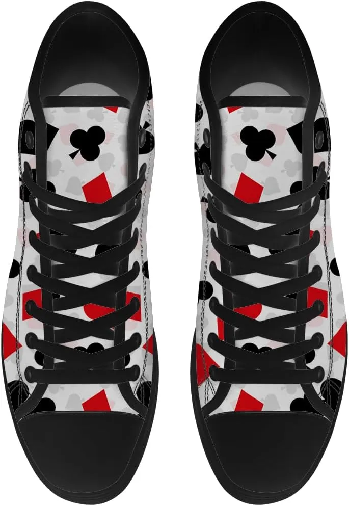 Poker High Top Canvas Shoes Playing Cards High Top Sneakers Lace Up Casual Shoes Gifts for Men Women