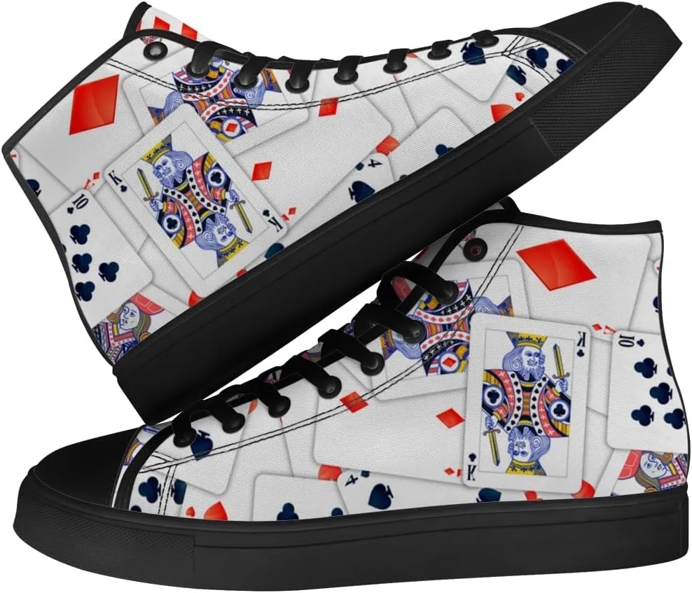 Poker High Top Canvas Shoes Playing Cards High Top Sneakers Lace Up Casual Shoes Gifts for Men Women