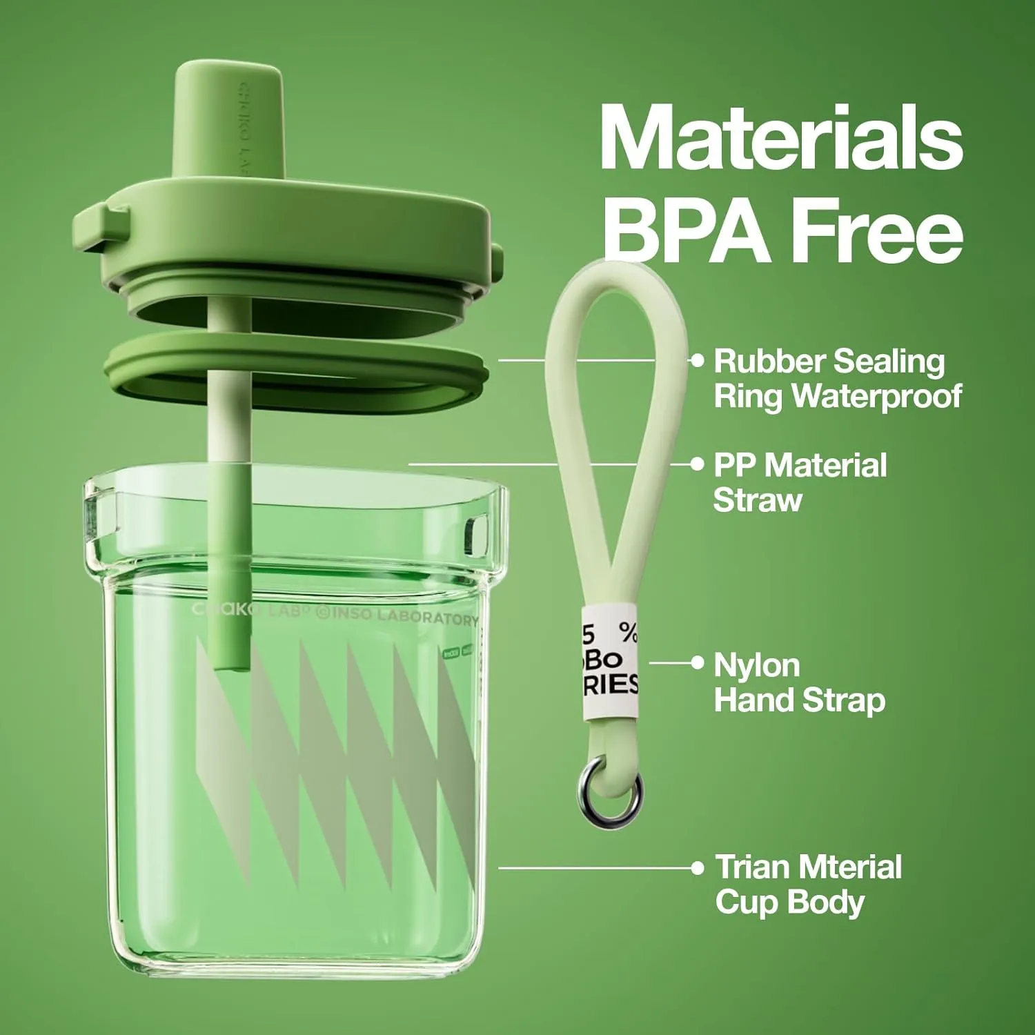 Portable Flat Water Bottle (24 OZ,700ml) with straw,BPA Free Tritan,Leak proof,Light weight,For travel,Gym,Fitness,Work,Camping etc,Green