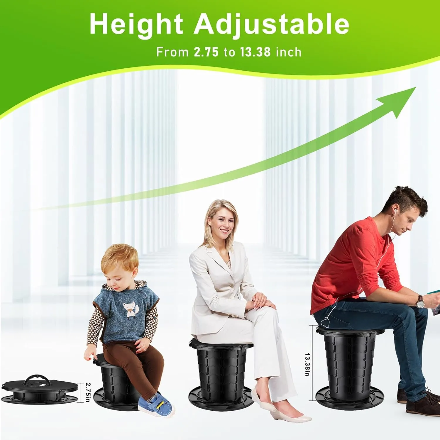 Portable Toilet for Camping, Compact Foldable Camping Toilet, 2024 Height Adjustable Travel Potty for Adults, Portable Potty for Car for Quick use in Emergencies