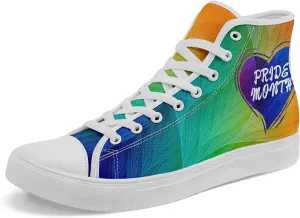 Pride Month High Top Canvas Sneakers Rainbow Lace Up Shoes for Men & Women Breathable Walking Footwear LGBTQ Gift