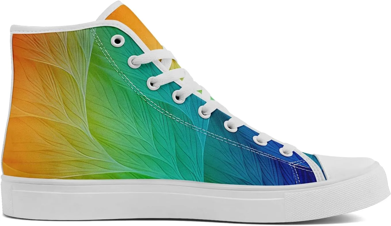 Pride Month High Top Canvas Sneakers Rainbow Lace Up Shoes for Men & Women Breathable Walking Footwear LGBTQ Gift