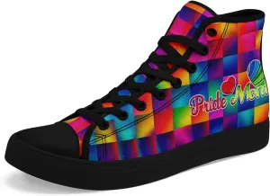 Pride Month High Top Canvas Sneakers Rainbow Lace Up Shoes for Men & Women Breathable Walking Footwear LGBTQ Gift