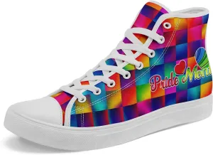 Pride Month High Top Canvas Sneakers Rainbow Lace Up Shoes for Men & Women Breathable Walking Footwear LGBTQ Gift