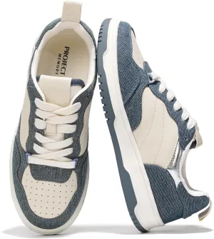Project Cloud Sneakers for Women - Dunks Woman Comfortable Memory Foam Shoes for Women Footwear, Vegan Leather Women's Fashion Sneakers, Non-Slip Womens Shoes Machine Wash (Kiki, Denim, 7)
