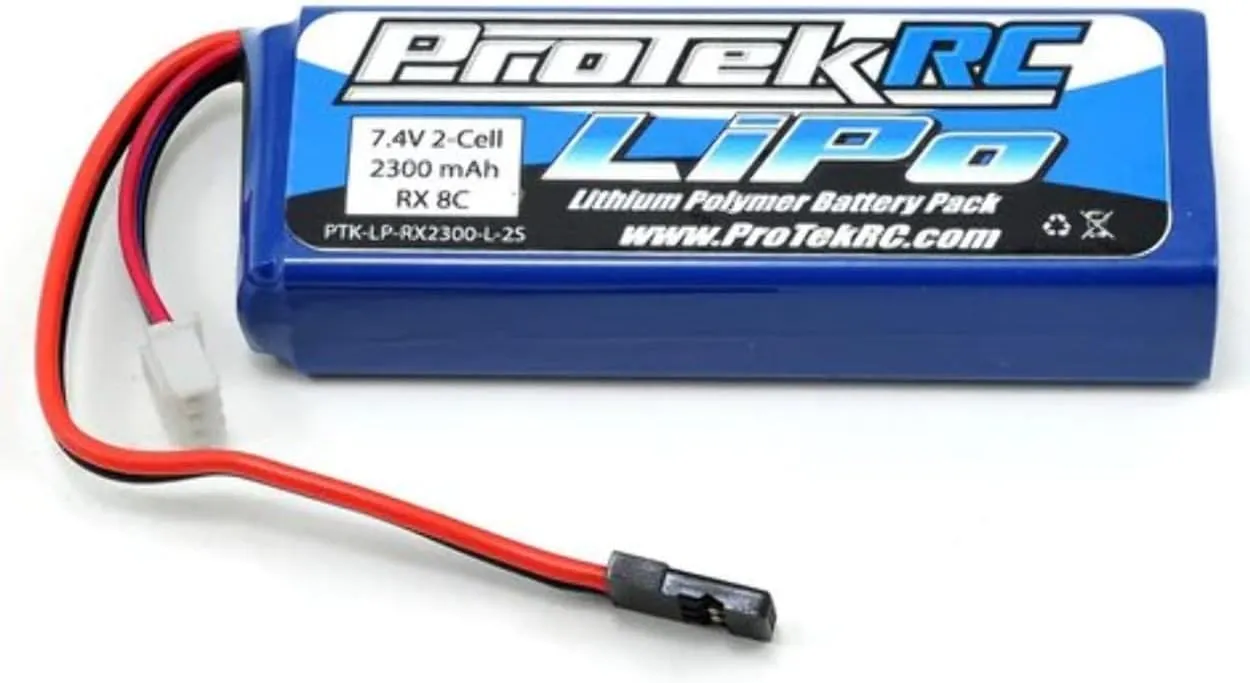 Protek 2s 7.4v 2300mah Lipo Flat Receiver Battery Pack - PTKLPRX2300L2S