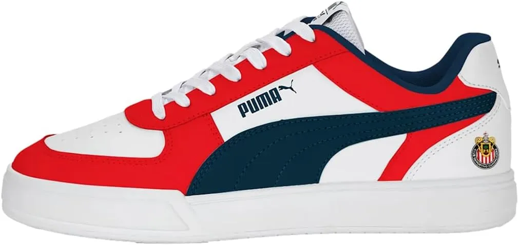 Puma Men's Caven Chivas Indoor Soccer Shoes - Leather Upper, SoftFoam  Cushioned Sole, Eco-Friendly, Perfect for True Fans (White/Red/Navy, US Footwear Size System, Adult, Men, Numeric, Medium, 10)