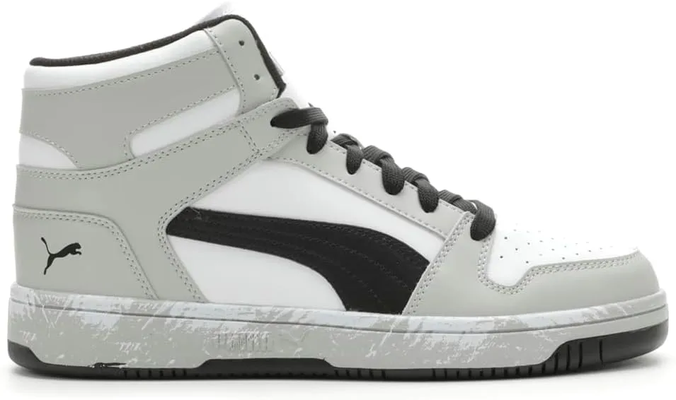 Puma - Mens Puma Rebound Layup Scruff Shoes, Color Puma White/Puma Black/Flat Light Gray, Size: 12 M US