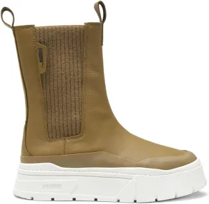 PUMA Womens Mayze Stack Round Toe Platform Chelsea Pull On Casual Boots Ankle Low Heel 1-2" - Brown - Size 7.5 M