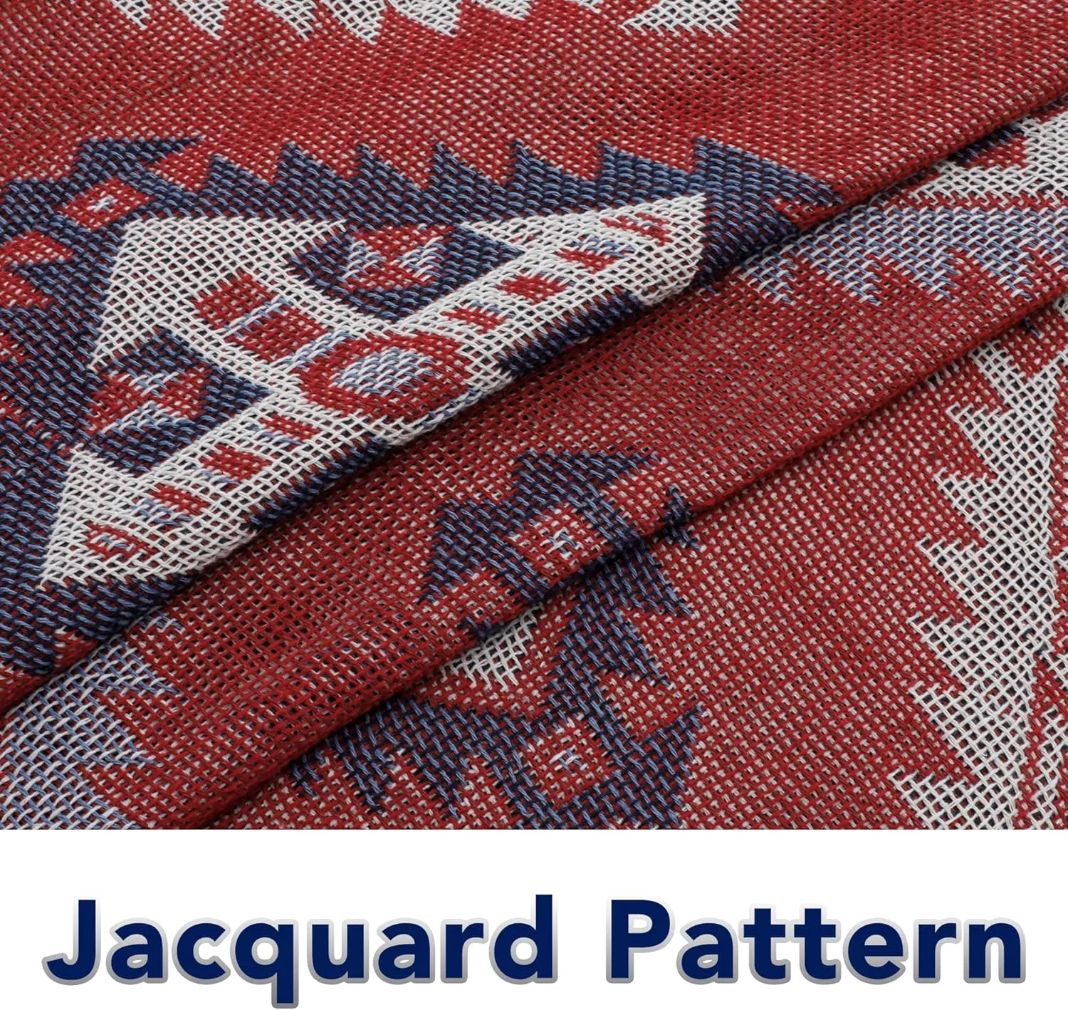 PureFit Geometric Jacquard Throw Sofa Cover - Textured Soft Washable Decorative Couch Covers for 3 Cushion Couch, Throw Cover with Tassels Furniture Protector for Pets, Kids (Large, Bohemia Red)