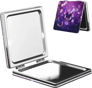 Purple Butterfly Portable Pocket Cosmetic Mirror-Compact and Light, It is A Necessary Thing to Go Out for Beauty and Makeup