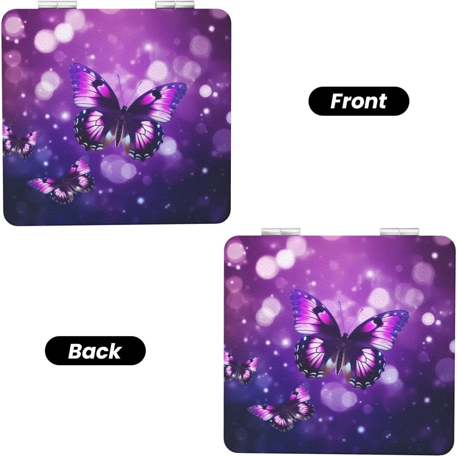Purple Butterfly Portable Pocket Cosmetic Mirror-Compact and Light, It is A Necessary Thing to Go Out for Beauty and Makeup