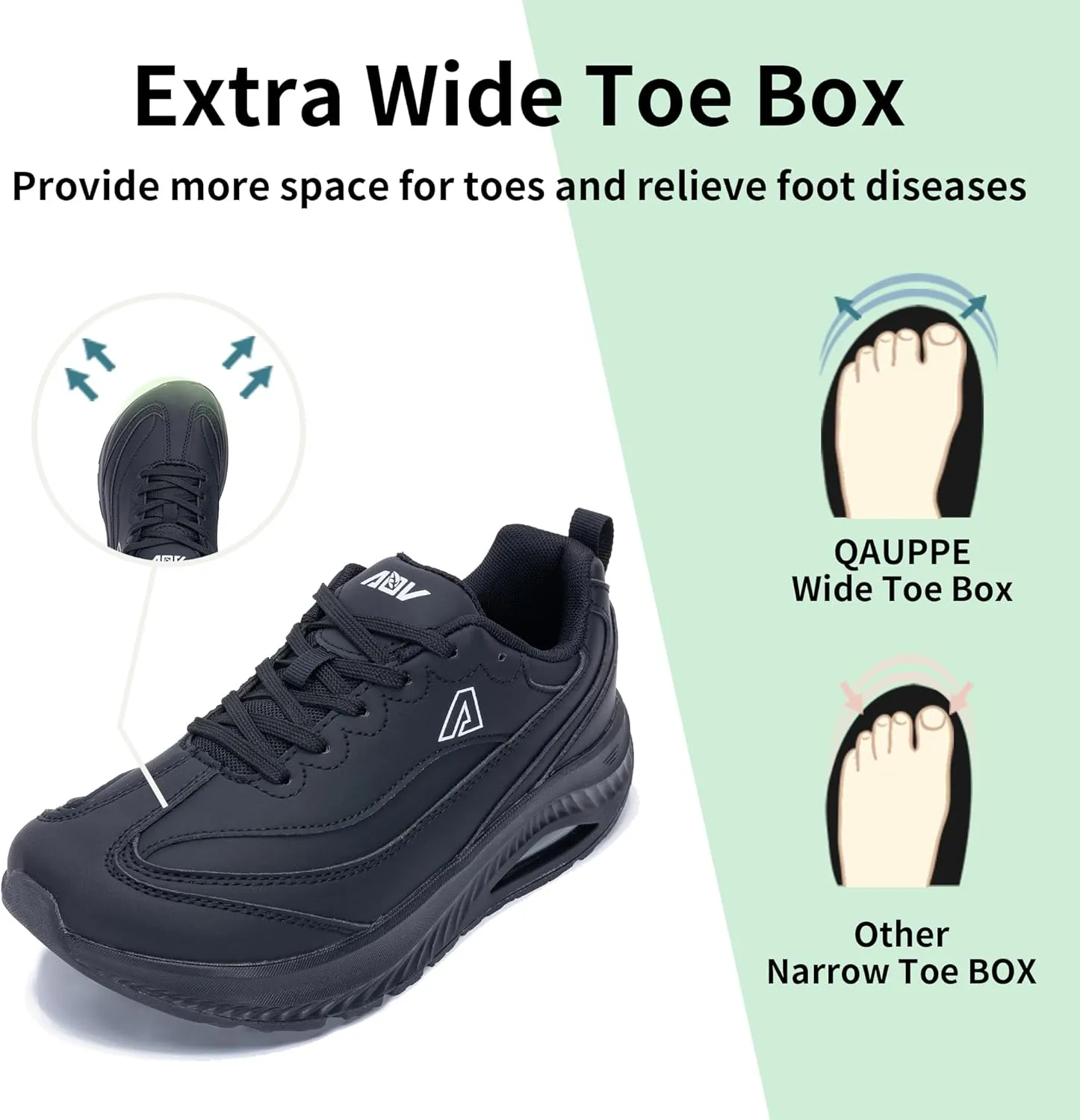 QAUPPE Women's Wide Toe Box Shoes Arch Support Walking Shoes Orthotic Plantar Fasciitis Shoes Air Tennis Sneakers