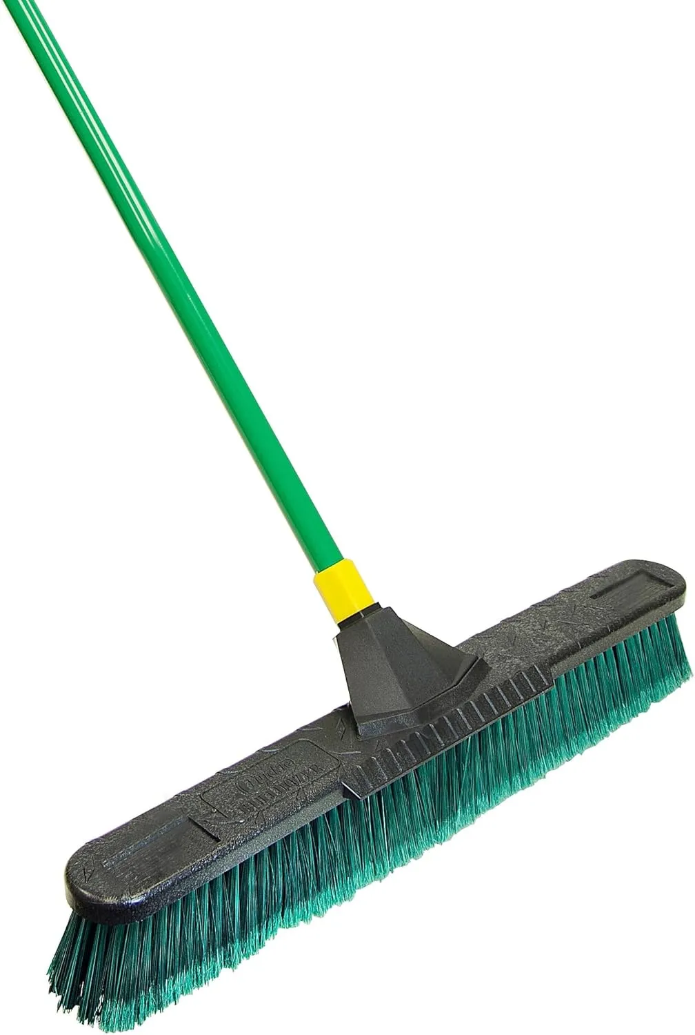 Quickie Bulldozer 24-Inch Multi-Surface Push Broom, 60" Wood Handle, Green, for Outdoor/Indoor Sweeping/Cleaning