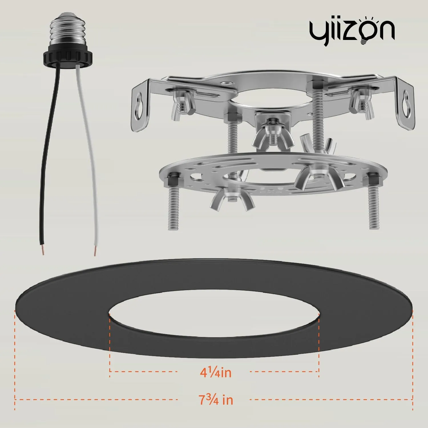 R5 and 6 Recessed Can Light Conversion Kit, Fixture Upgrade, Pendant & Hanging Light, Ceiling Fan Compatible, 7¾ Inch Flat Steel Ceiling Medallion, Black Finish