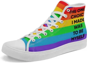 Rainbow High-Top Canvas Sneakers – Breathable Lace-Up Shoes for Men & Women, Comfortable Walking Footwear, LGBTQ  Gift