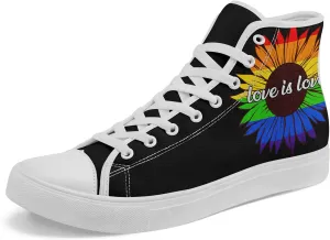 Rainbow High-Top Canvas Sneakers – Breathable Lace-Up Shoes for Men & Women, Comfortable Walking Footwear, LGBTQ  Gift