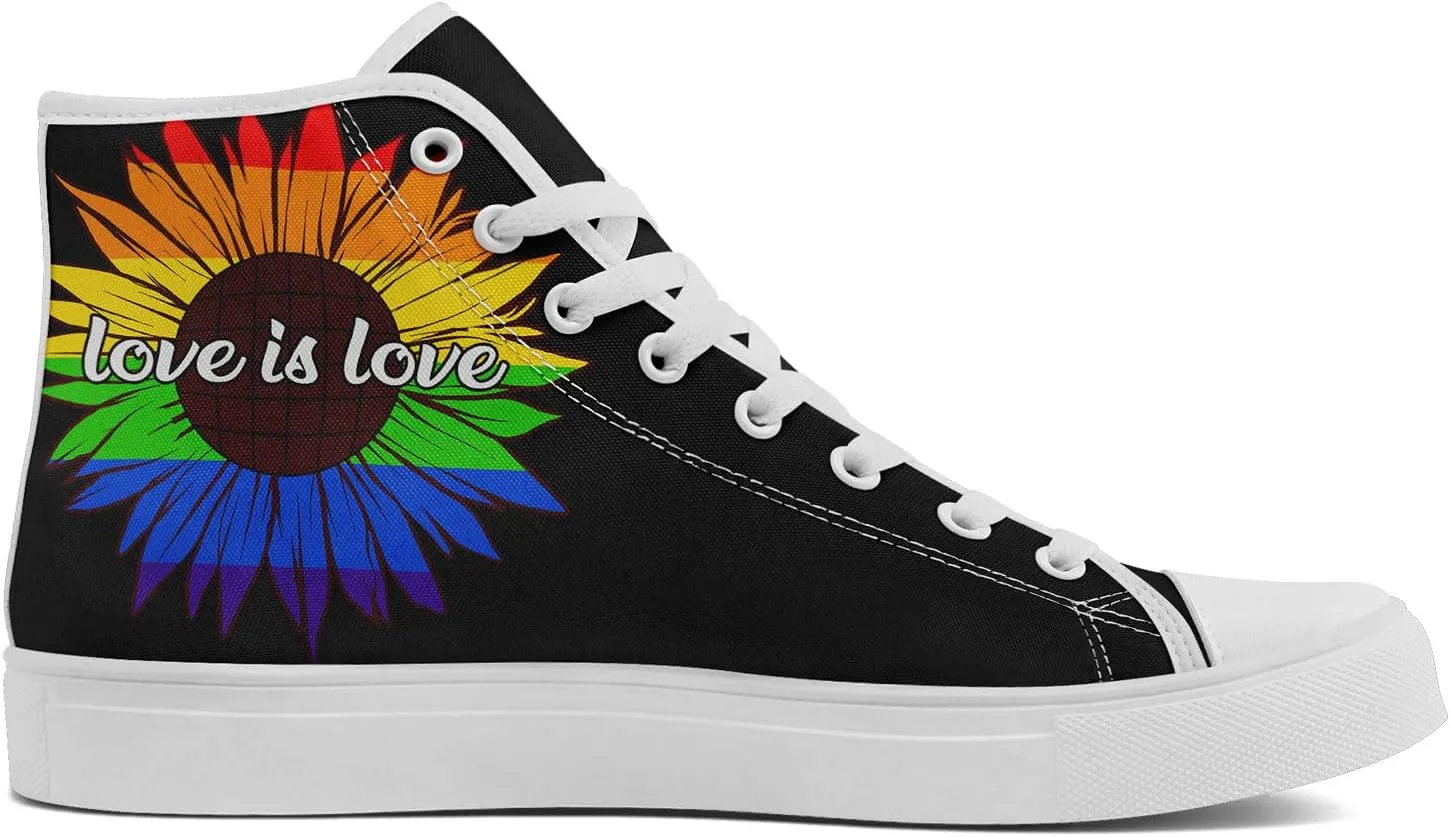 Rainbow High-Top Canvas Sneakers – Breathable Lace-Up Shoes for Men & Women, Comfortable Walking Footwear, LGBTQ  Gift