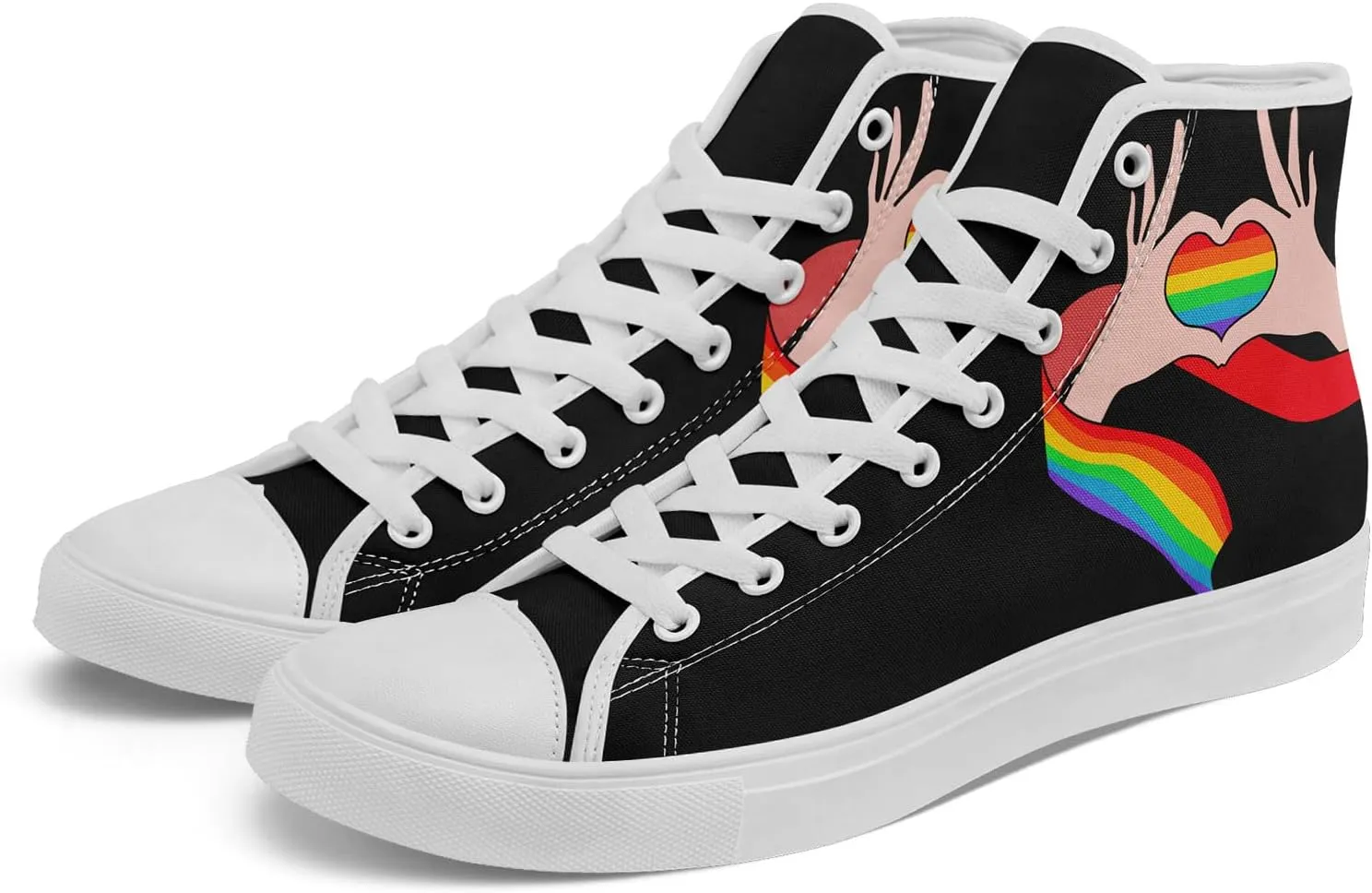 Rainbow High-Top Canvas Sneakers – Stylish Lace-Up Shoes for Men & Women, Lightweight Casual Footwear, Equality Gift