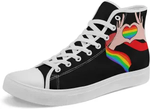 Rainbow High-Top Canvas Sneakers – Stylish Lace-Up Shoes for Men & Women, Lightweight Casual Footwear, Equality Gift