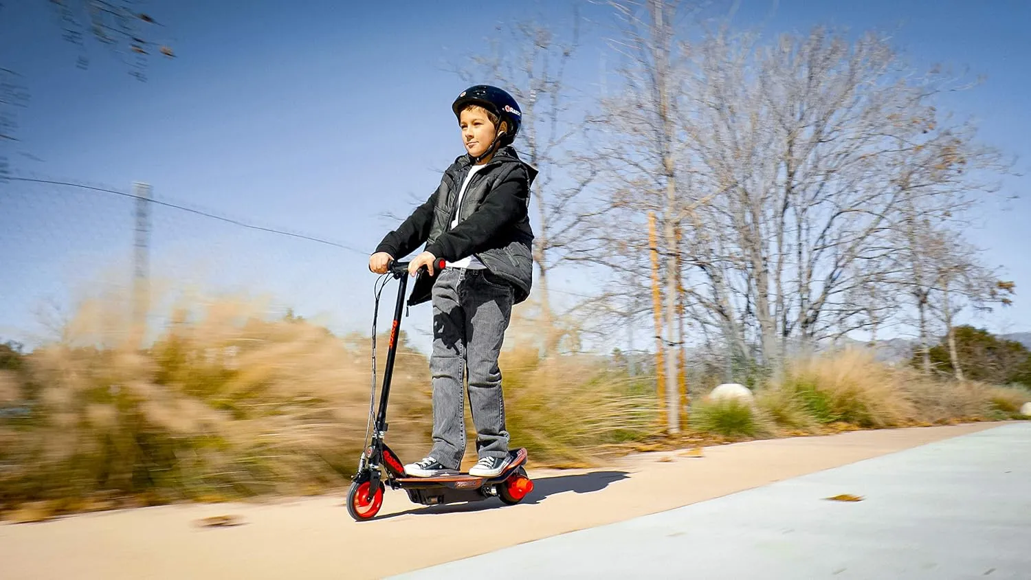 Razor Power Core E90 Electric Scooter with hub Motor, Push-Button Throttle, for Kids 8 
