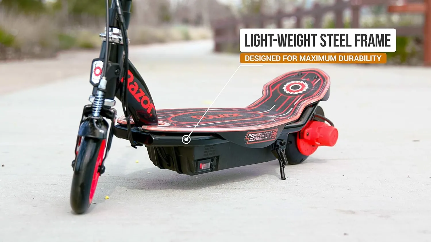 Razor Power Core E90 Electric Scooter with hub Motor, Push-Button Throttle, for Kids 8 