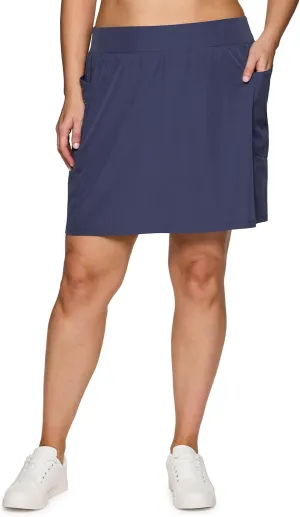 RBX Active Women's Plus Size Stretch Woven Athletic Skort with Attached Bike Short and Pockets