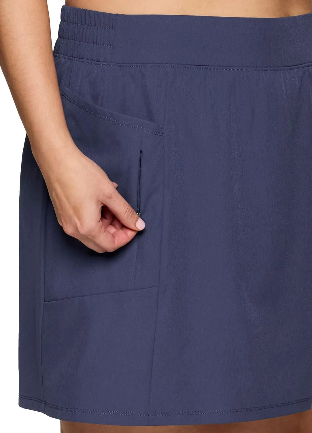 RBX Active Women's Plus Size Stretch Woven Athletic Skort with Attached Bike Short and Pockets