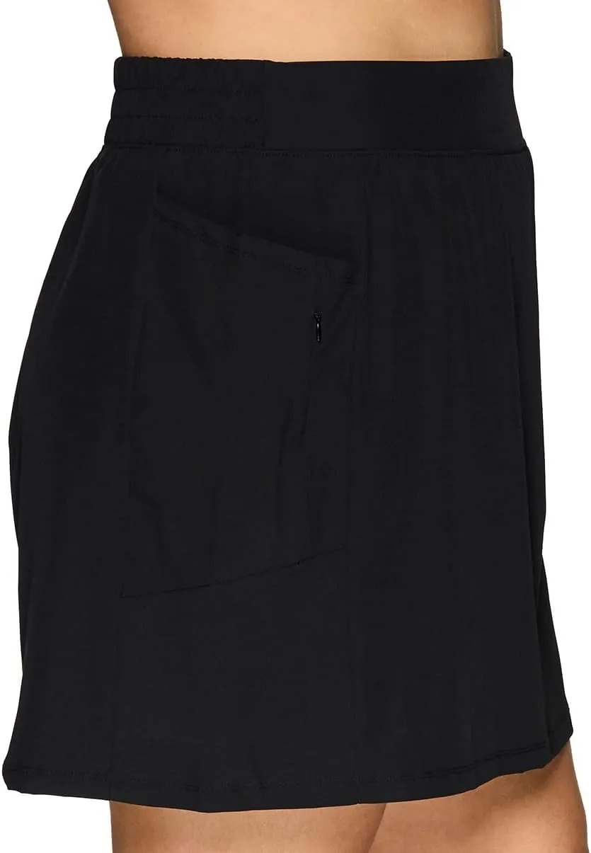 RBX Active Women's Plus Size Stretch Woven Athletic Skort with Attached Bike Short and Pockets