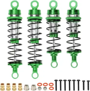 Rc Shock Absorber For Losi For Mini-B 1/18 For Mini-T 2WD 1/16 4 Pcs Full Alloy Front Shock Absorber Damper Oil Filled Type RC Car Parts Accessories Replacement(Green)