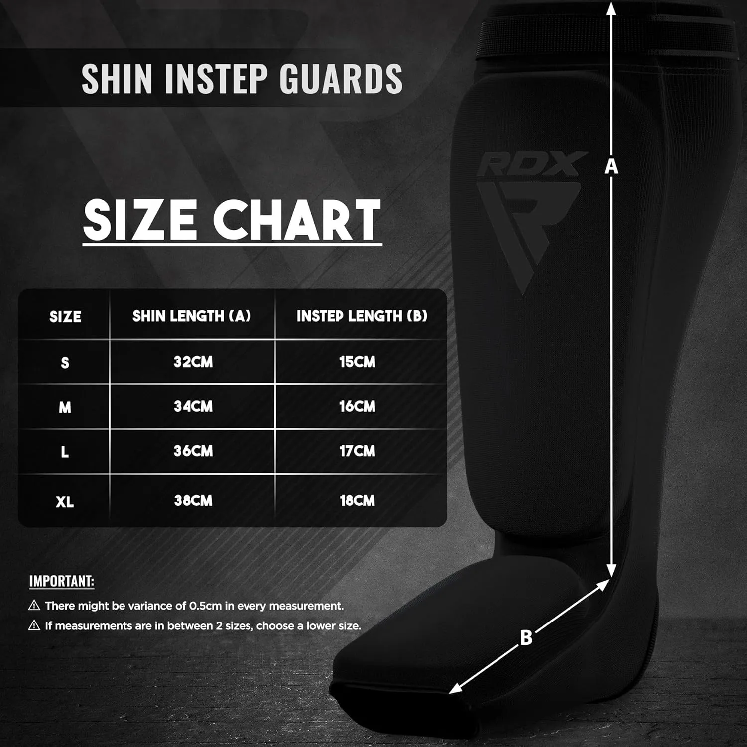 RDX Shin Guards Kickboxing Muay Thai, SATRA Approved, MMA Leg Instep Protection Pads, Sparring Training Martial Arts Boxing, Elasticated Padded Protector, Karate BJJ Taekwondo Gear, Men Women