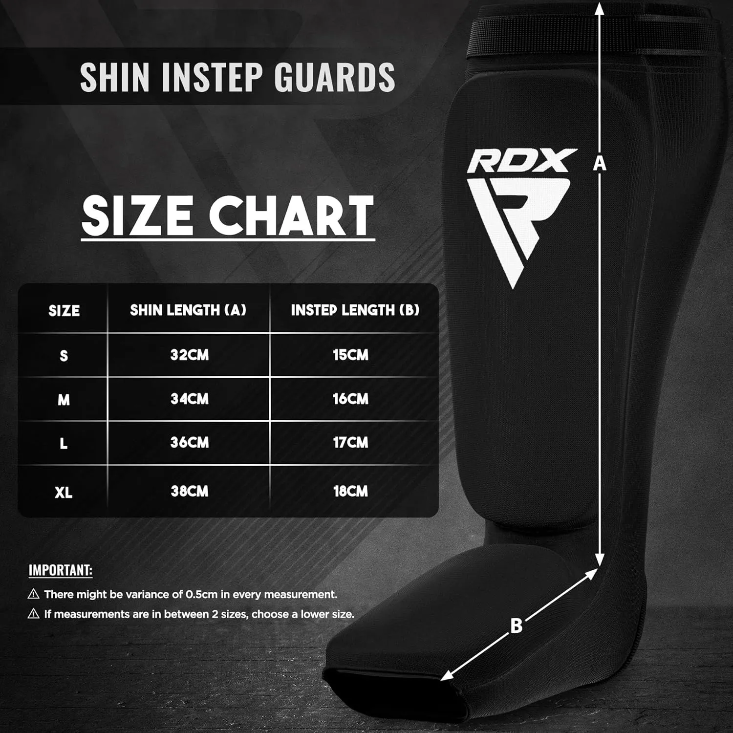 RDX Shin Guards Kickboxing Muay Thai, SATRA Approved, MMA Leg Instep Protection Pads, Sparring Training Martial Arts Boxing, Elasticated Padded Protector, Karate BJJ Taekwondo Gear, Men Women