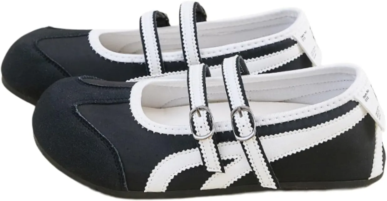 Retro Sneakers Women Mary Jane Flat Shoes Y2K Aesthetic 0.8" Casual Outfit Cute Walking Shoes