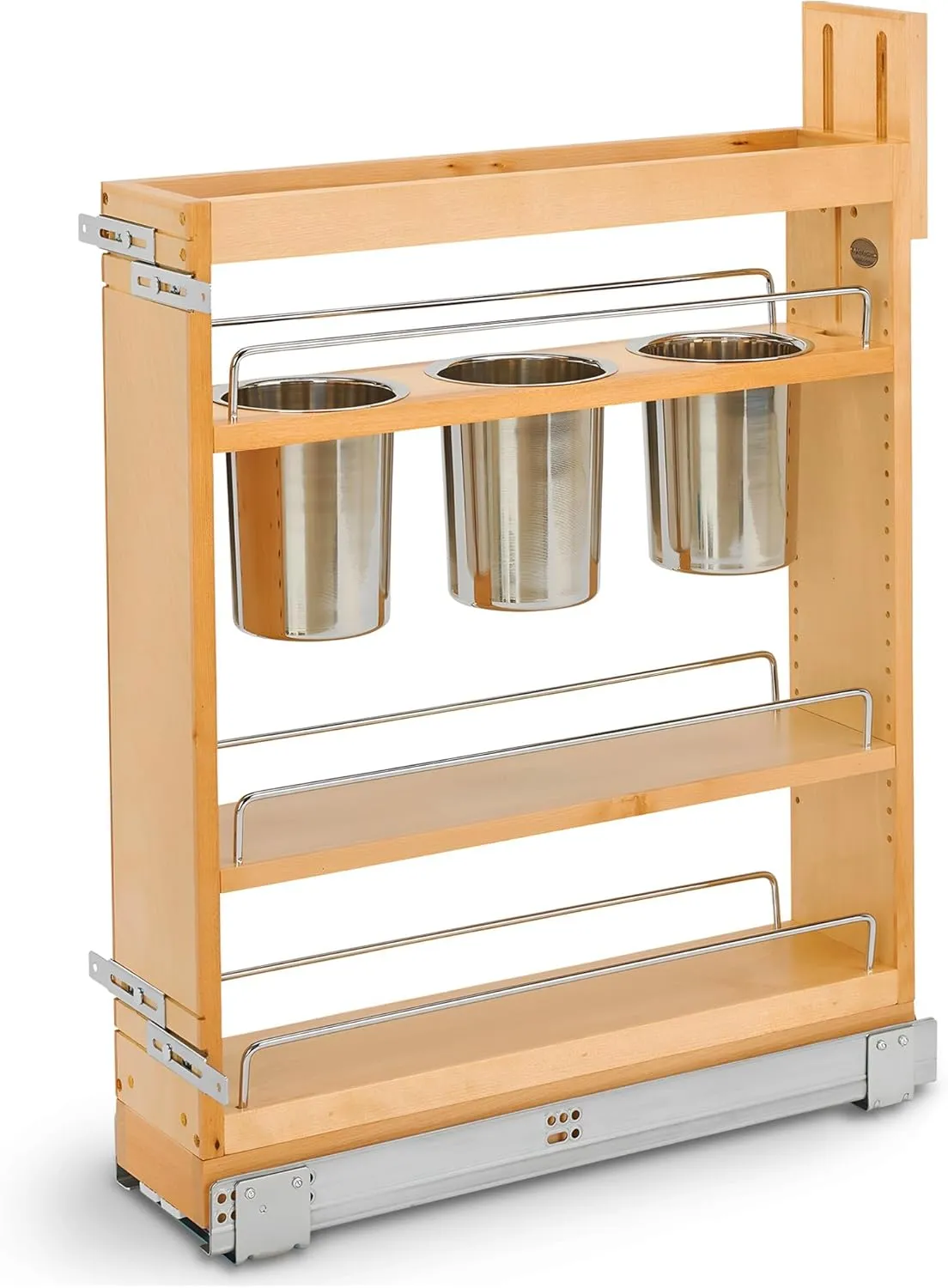 Rev-A-Shelf 5" Pull Out Storage Organizer for Base Kitchen Cabinets w/Soft-Close, Sliding Shelves for Utilities, Utensils or Spices, 448UT-BCSC-5C