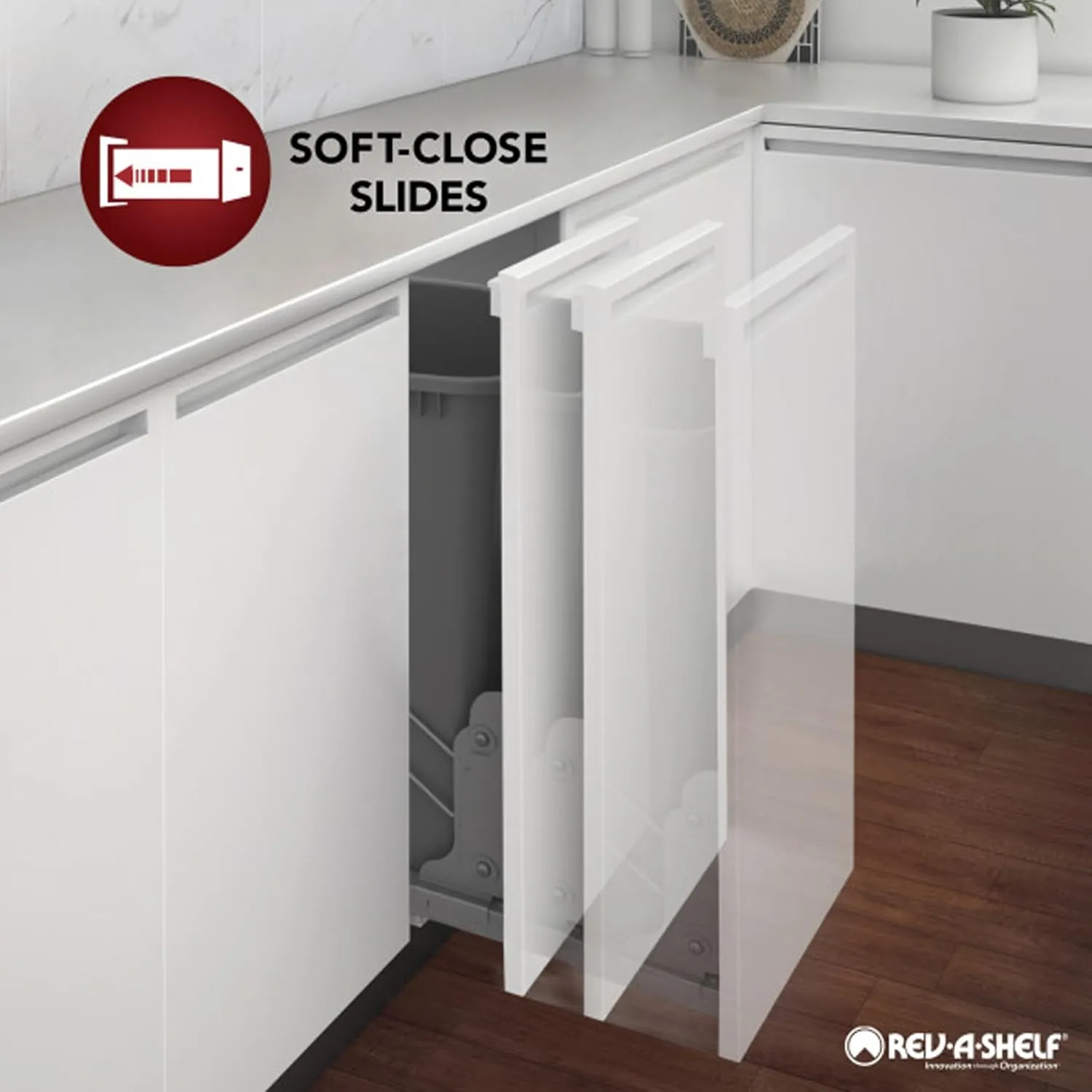 Rev-A-Shelf Kitchen Cabinet Pullout Wall Filler Wooden Organizer Slide Out Pantry Storage w/Soft-Close in Multiple Sizes, 3 x 42 in, 432-WFBBSC42-3C