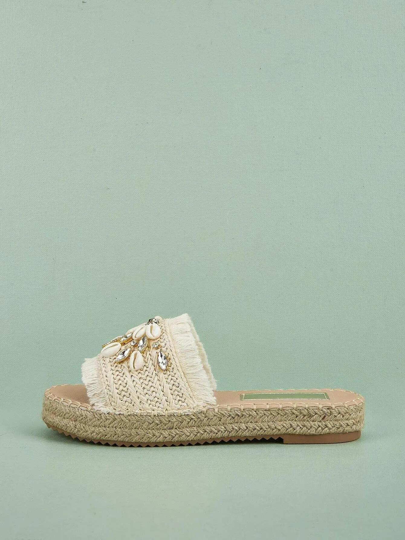 Rhinestone & Shell Decor Espadrille Sandals